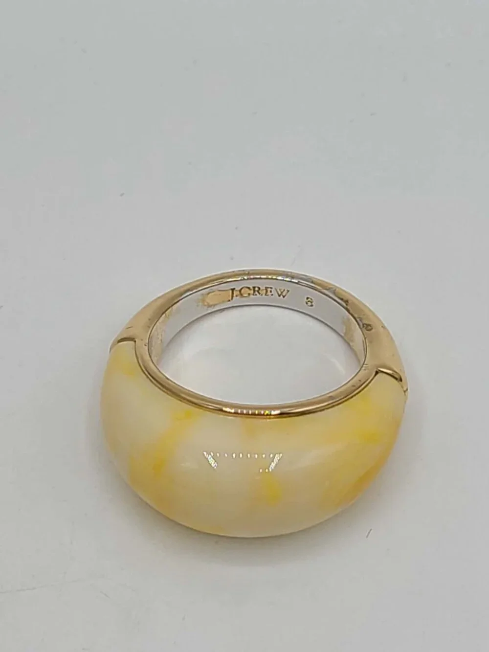J Crew Yellow Off White Resin Bubble Ring size 8 NWOT